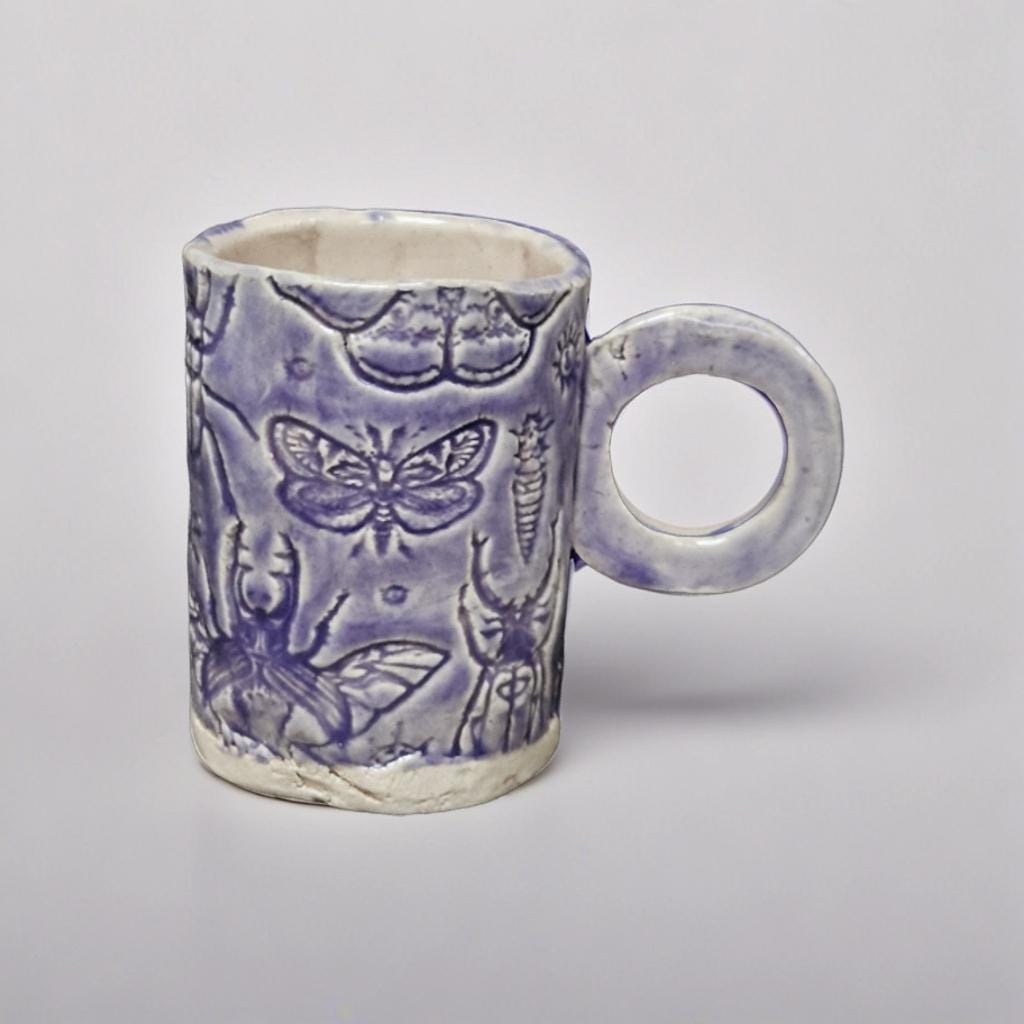 Lavender Entomology Ceramic Set – Life Beneath The Purple Haze, various designs by Red Raven Pottery