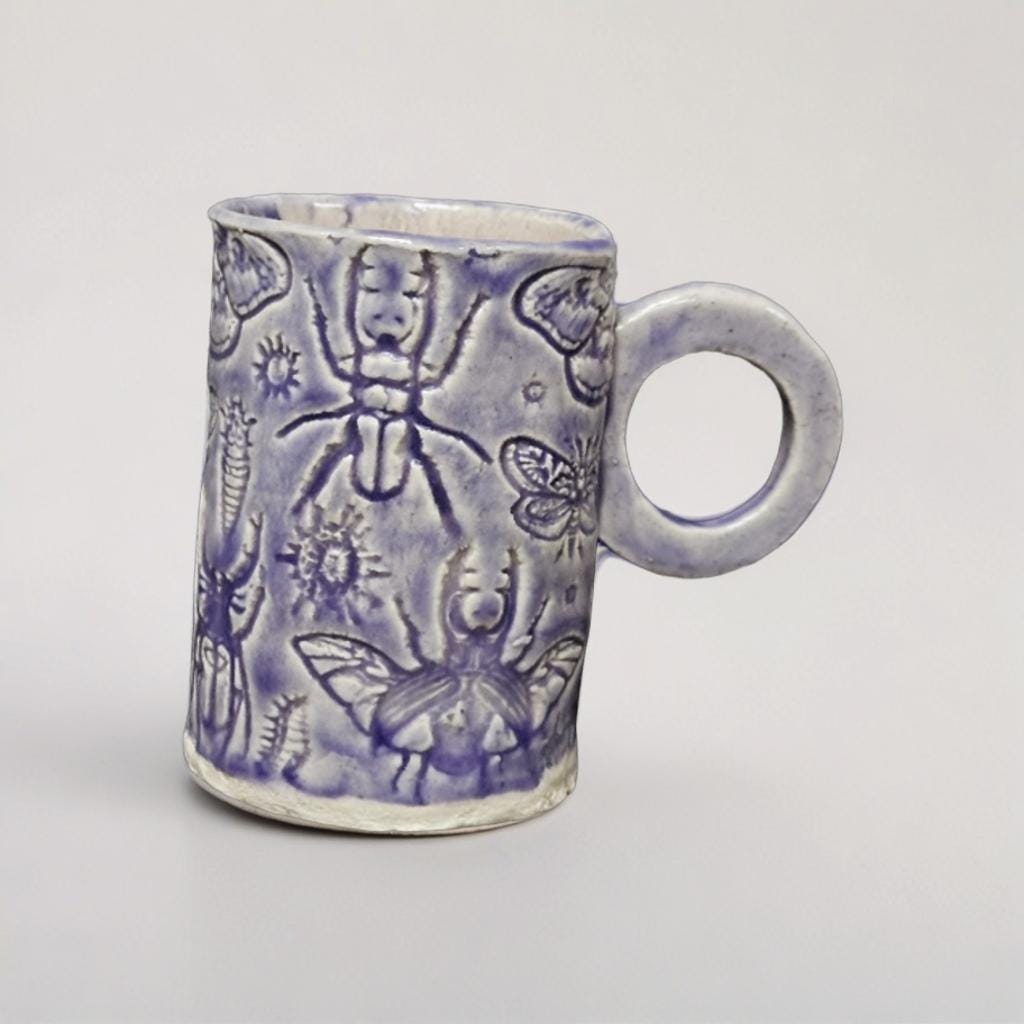 Lavender Entomology Ceramic Set – Life Beneath The Purple Haze, various designs by Red Raven Pottery