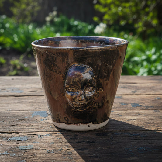 Life on Mars Ceramic Mini Planter – Alien Newborn in Clay, Ø5×4.5 cm by Red Raven Pottery