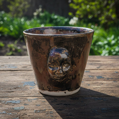 Life on Mars Ceramic Mini – Alien Relic for Shots & Succulents, Ø5×4.5 cm by Red Raven Pottery