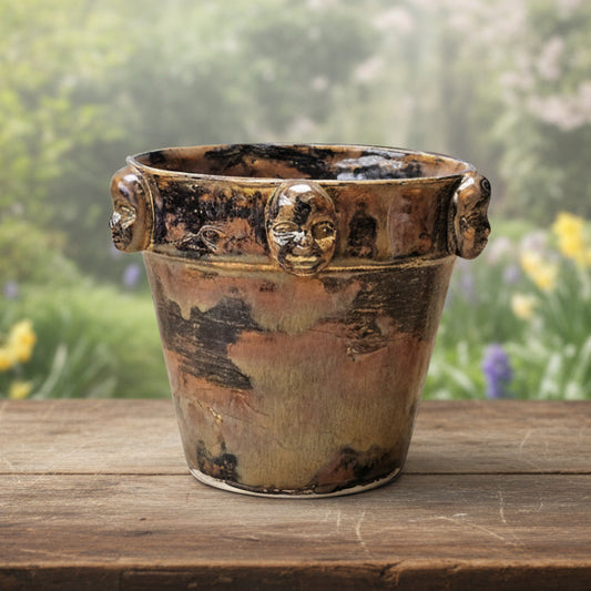 Life on Mars Ceramic Planter – Cosmic Chorus of Newborns, Ø11×8 cm by Red Raven Pottery