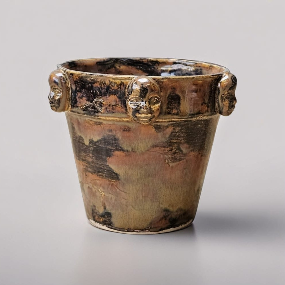 Life on Mars Ceramic Planter – Cosmic Chorus of Newborns, Ø11×8 cm by Red Raven Pottery