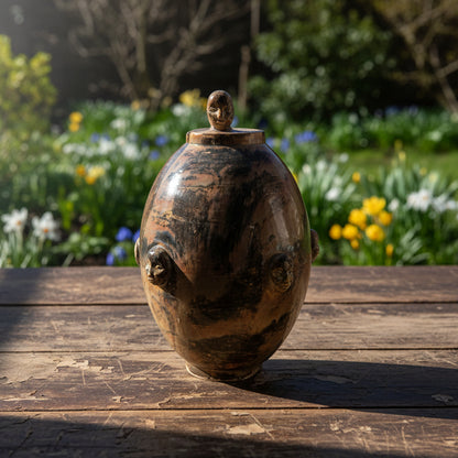 Life on Mars Ceramic Vase – Newborn Faces in Quiet Orbit, Ø9×13 cm by Red Raven Pottery