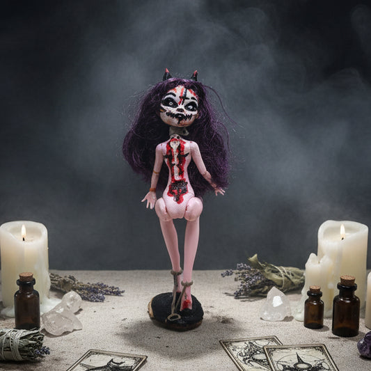 Lillith Spawn Customized Horror Doll – Hand-Painted Gothic Sculpture, 27 cm by Hook & Hex