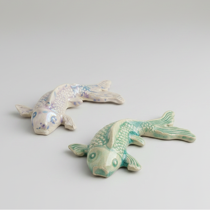 Little Koi Ceramic Figurine – Pondside Keepsake, 8 × 5 × 1.5 cm by Red Raven Pottery