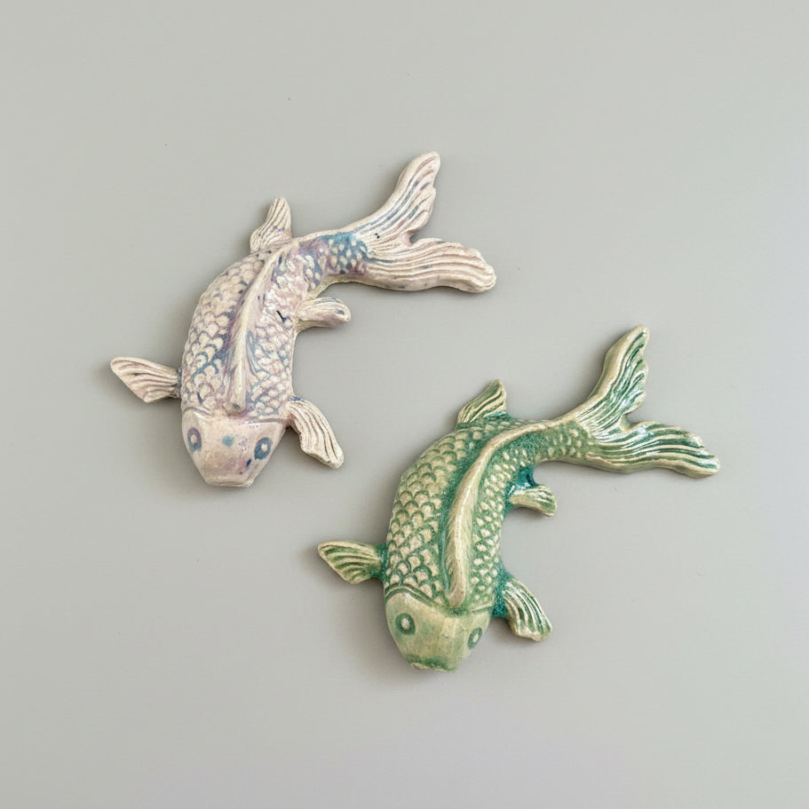 Little Koi Ceramic Figurine – Pondside Keepsake, 8 × 5 × 1.5 cm by Red Raven Pottery