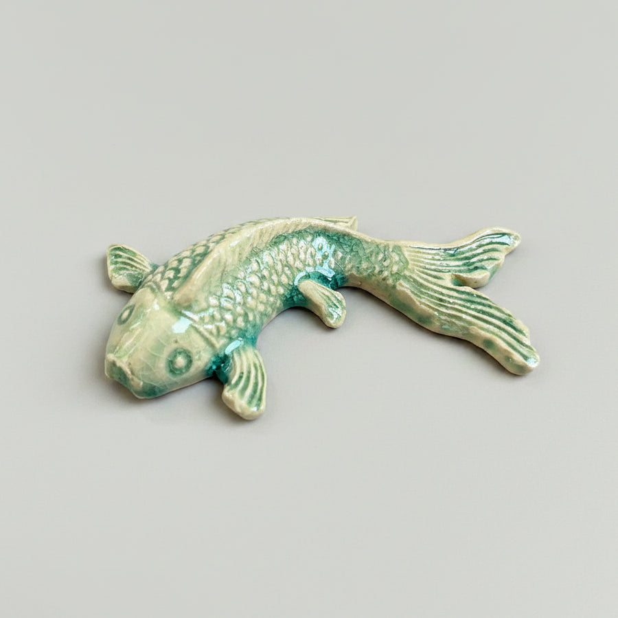 Little Koi Ceramic Figurine – Pondside Keepsake, 8 × 5 × 1.5 cm by Red Raven Pottery