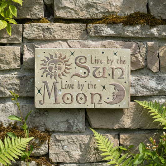Live By The Sun, Love By The Moon Ceramic Tile – Devotional Anchor, 11.5×18 cm by Red Raven Pottery