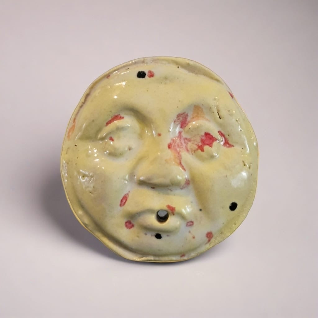 Lunar Dream Ceramic Incense Holder – Celestial Ritual Piece, Ø5 cm by Red Raven Pottery