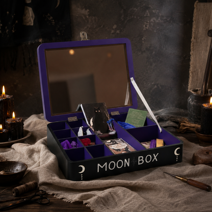 Lunar Tides Painted Spell Box – Wooden Moon Ritual Kit, 30 × 23 × 5 cm by Hook & Hex