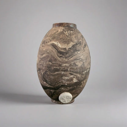 Marbled Earth Ceramic Vase – Stone-Toned Ritual Vessel, Ø11×17 cm by Red Raven Pottery