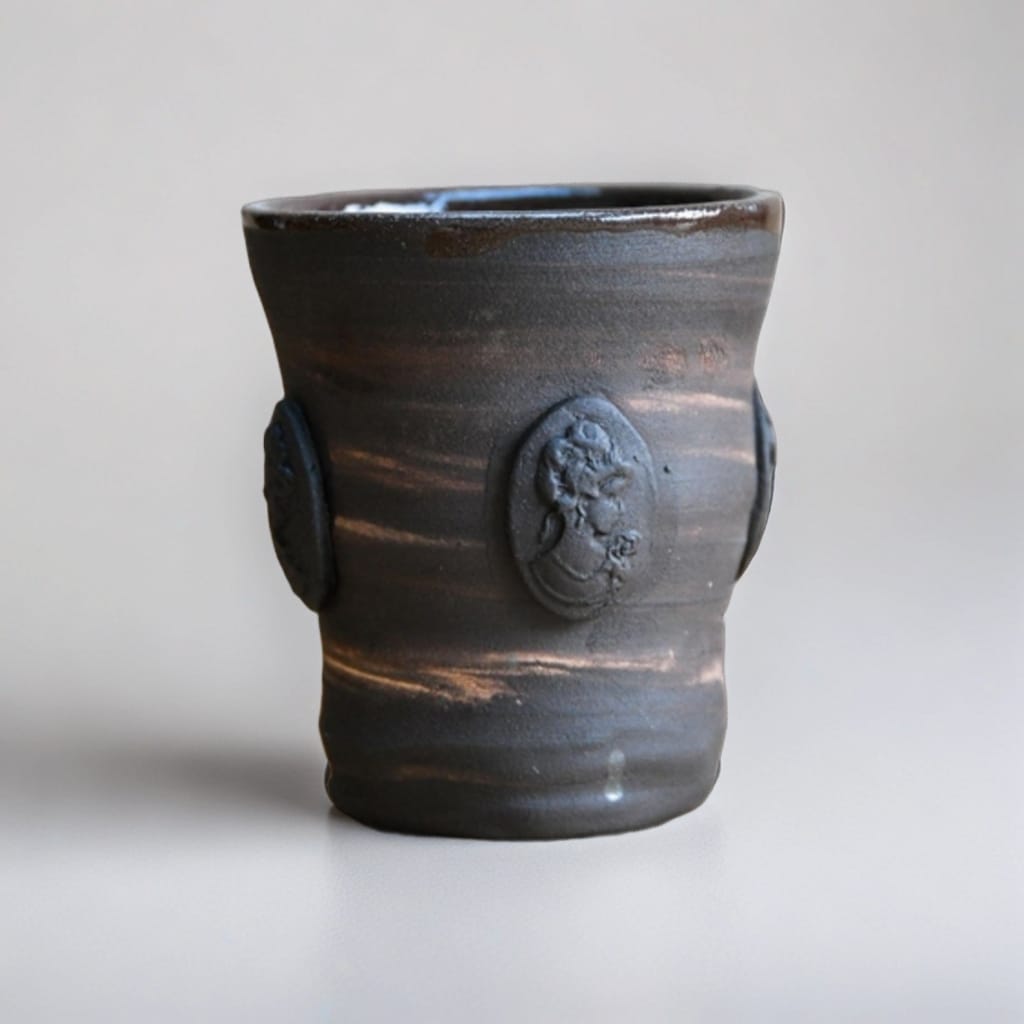 Marie Antoinette Ceramic Cup – Delicate Decadence In Porcelain Echo, Ø8×9 cm by Red Raven Pottery