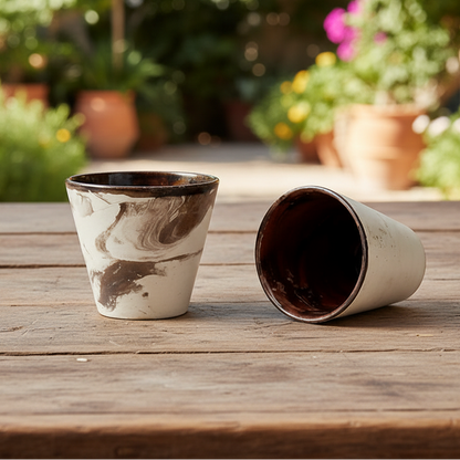 Mars Marrow Ceramic Minis – Elemental Duo For Shots and Succulents, Ø4.5×5.5 cm by Red Raven Pottery