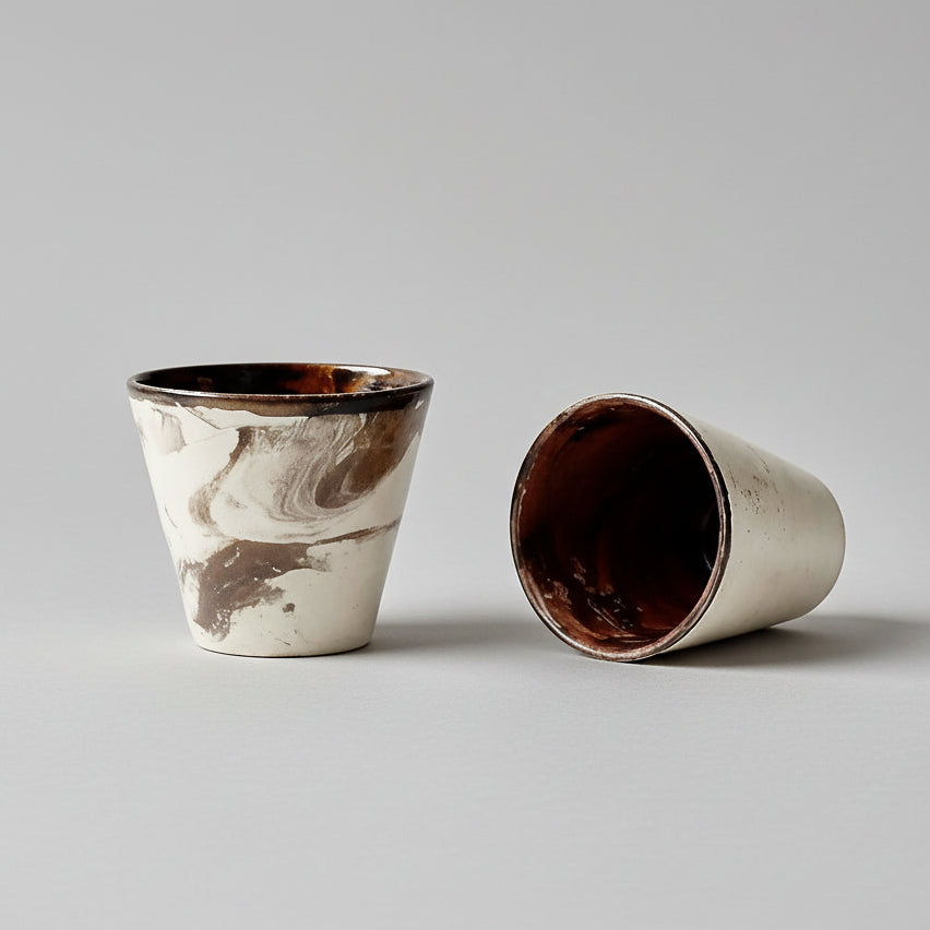 Mars Marrow Ceramic Minis – Elemental Duo For Shots and Succulents, Ø4.5×5.5 cm by Red Raven Pottery