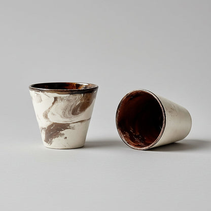 Mars Marrow Ceramic Minis – Elemental Duo For Shots and Succulents, Ø4.5×5.5 cm by Red Raven Pottery