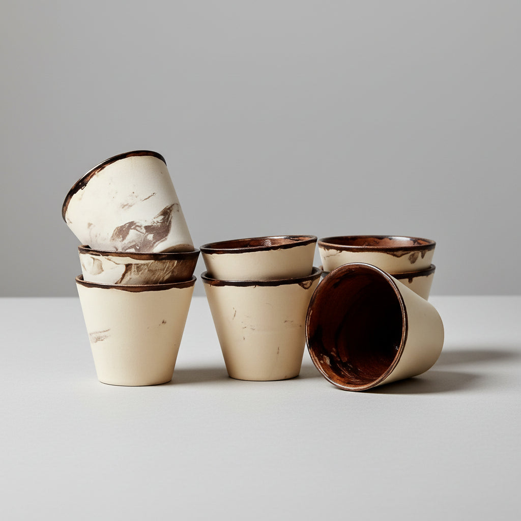 Mars Marrow Ceramic Minis – Elemental Duo For Shots and Succulents, Ø4.5×5.5 cm