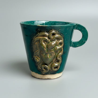 Medusa’s Gaze Handmade Ceramic Breakfast Set – Mythology Mug & Plate, various designs by Red Raven Pottery
