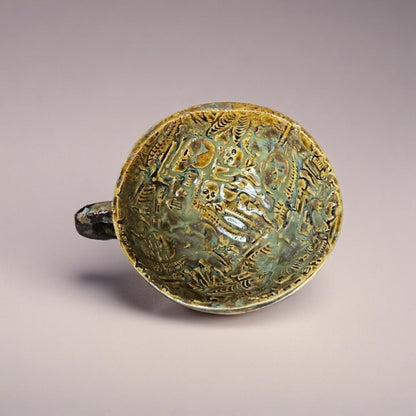 Memento Mori Ceramic Teacup – Requiem for Stillness, Ø11.5×6 cm by Red Raven Pottery