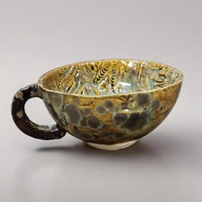 Memento Mori Ceramic Teacup – Requiem for Stillness, Ø11.5×6 cm by Red Raven Pottery