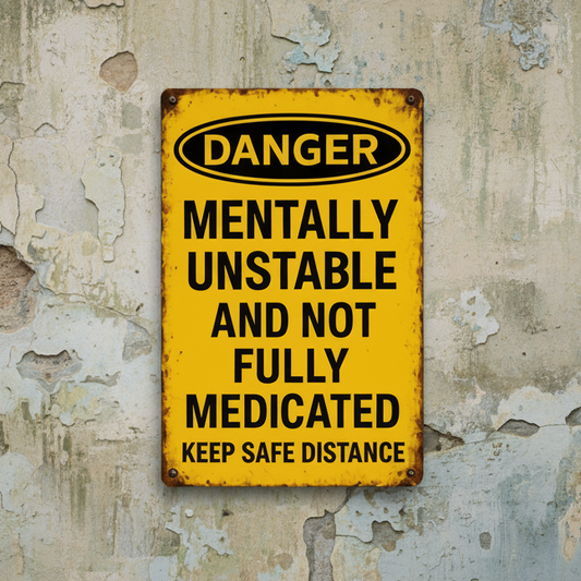 Mentally Unstable Wooden Sign - Personal Space Wall Art, 13 × 20 cm