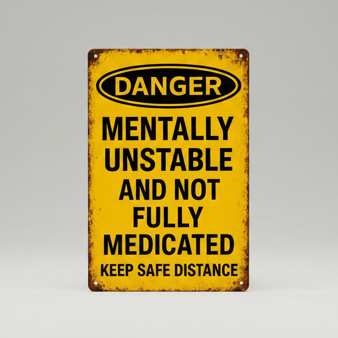 Mentally Unstable Wooden Sign - Personal Space Wall Art, 13 × 20 cm