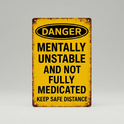 Mentally Unstable Wooden Sign - Personal Space Wall Art, 13 × 20 cm