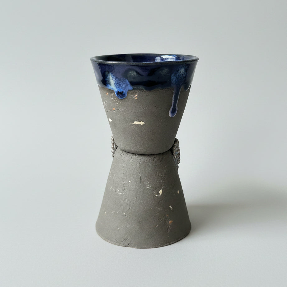 Midnight Moth Ceramic Planter – Shadow Bloom Vessel, Ø6.5×11.5 cm by Red Raven Pottery