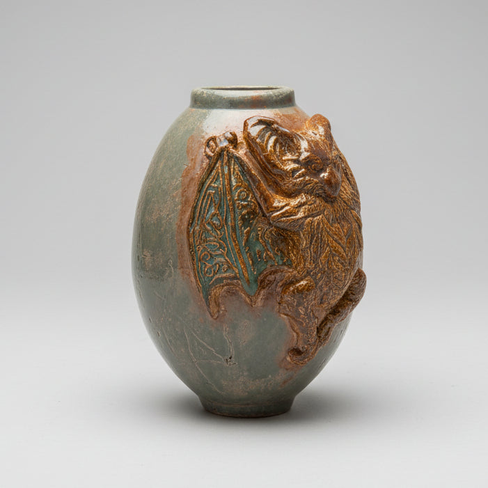 Midnight Sentinel Handmade Ceramic Vase – Keeper of Autumn Blooms, Ø17 × 11 cm by Red Raven Pottery