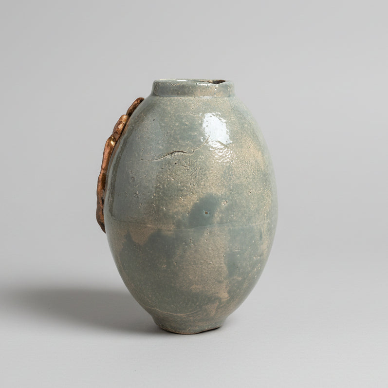Midnight Sentinel Handmade Ceramic Vase – Keeper of Autumn Blooms, Ø17 × 11 cm by Red Raven Pottery