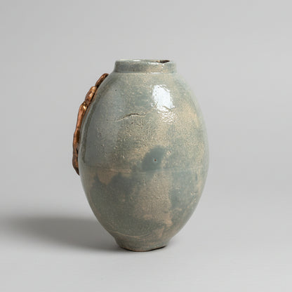 Midnight Sentinel Handmade Ceramic Vase – Keeper of Autumn Blooms, Ø17 × 11 cm by Red Raven Pottery