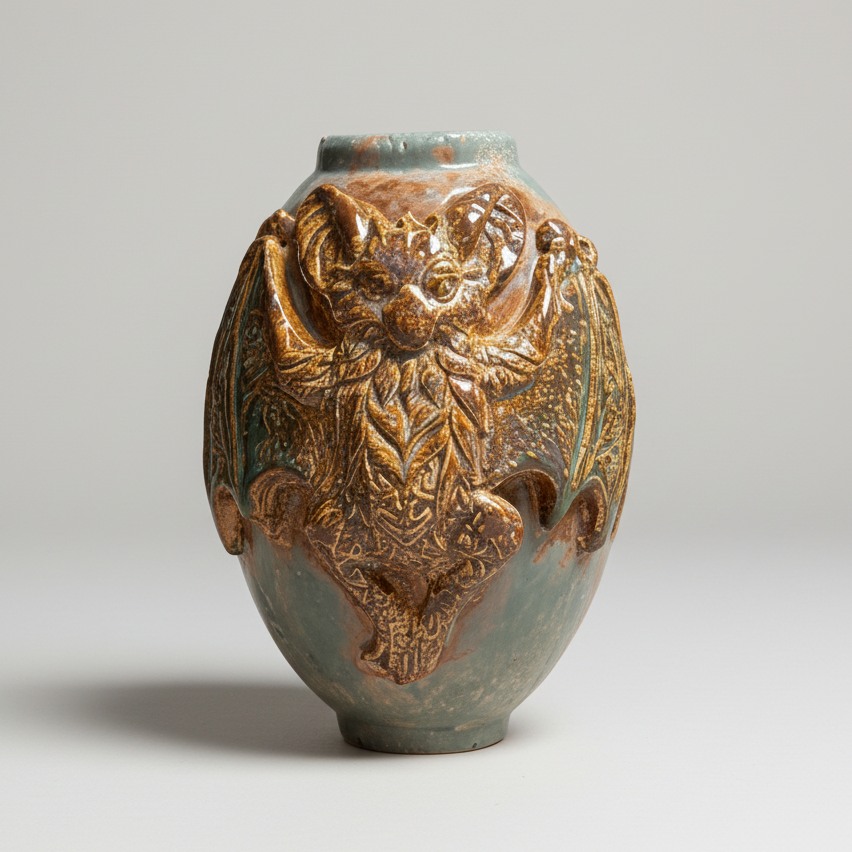 Midnight Sentinel Handmade Ceramic Vase – Keeper of Autumn Blooms, Ø17 × 11 cm by Red Raven Pottery