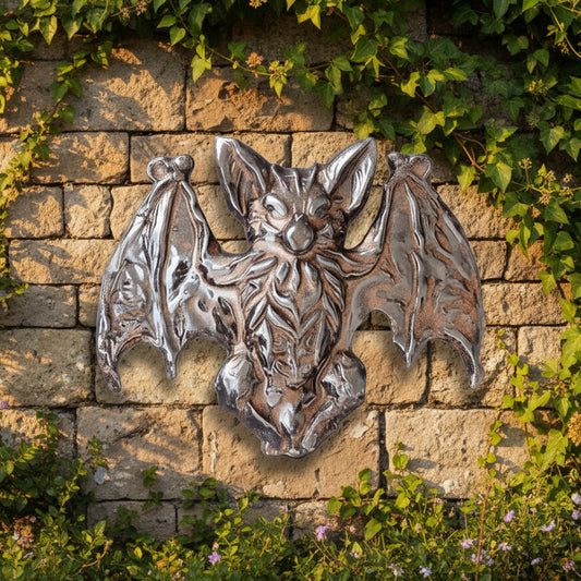 Midnight Sentinel Ceramic Wall Hanging – Nocturnal Bat Figurine, 15 × 12 cm by Red Raven Pottery