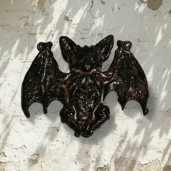 Midnight Sentinel Handmade Ceramic Wall Hanging – Nocturnal Bat Figurine, 15 × 12 cm by Red Raven Pottery