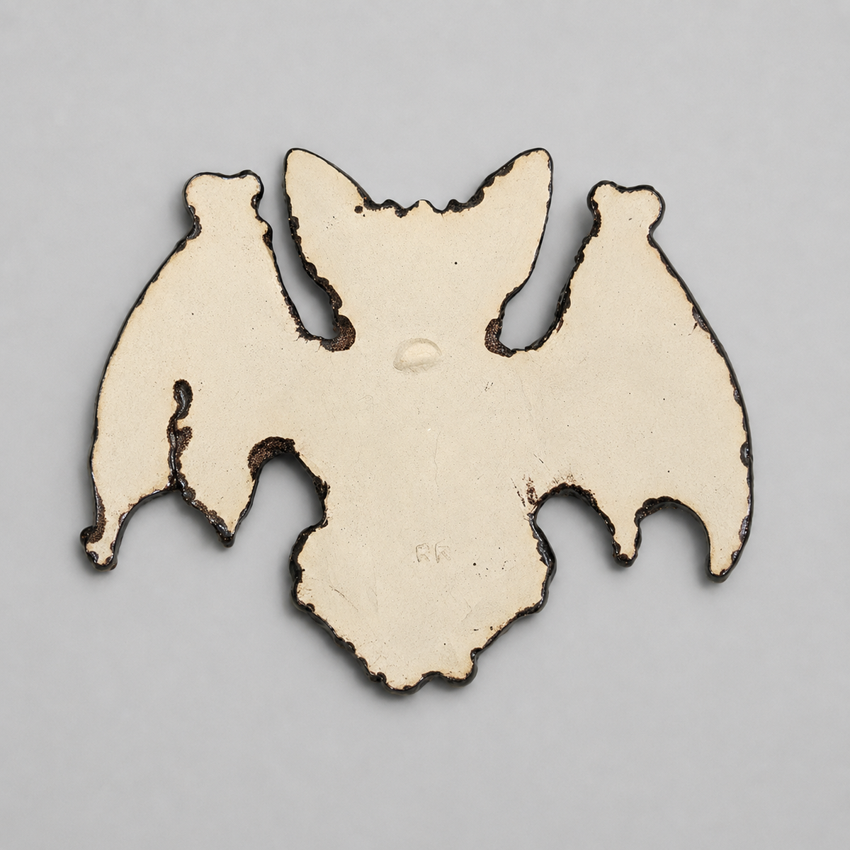 Midnight Sentinel Handmade Ceramic Wall Hanging – Nocturnal Bat Figurine, 15 × 12 cm by Red Raven Pottery