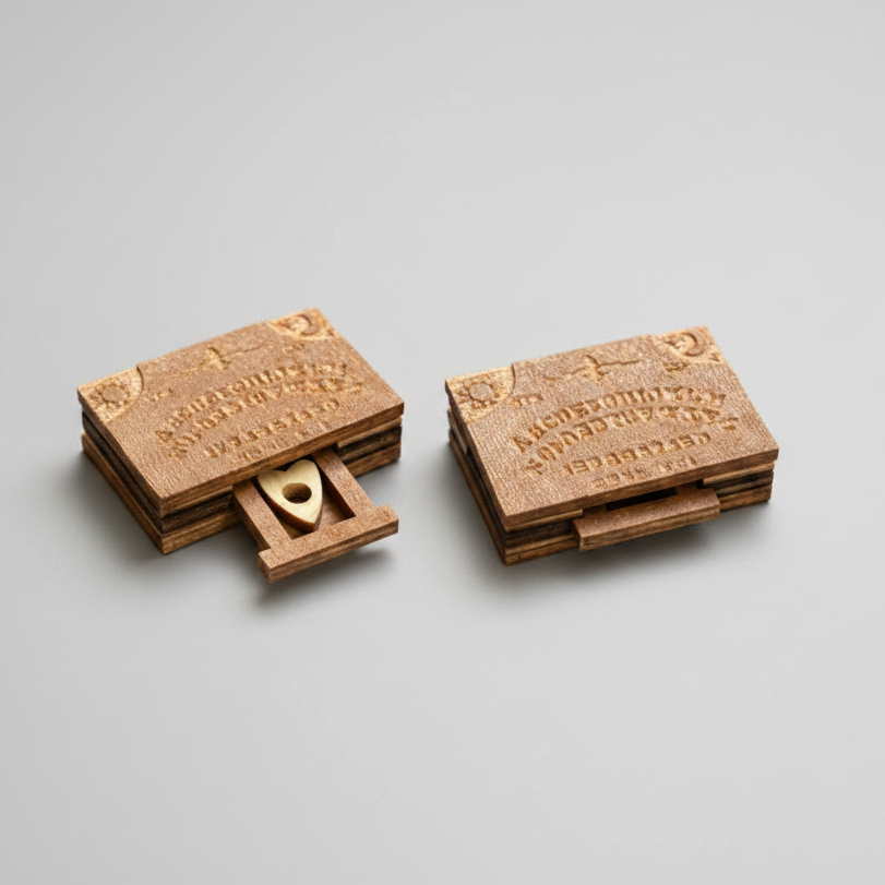 Miniature Ouija Board Charm – Tiny Board for Wandering Spirits, 2 × 3 cm