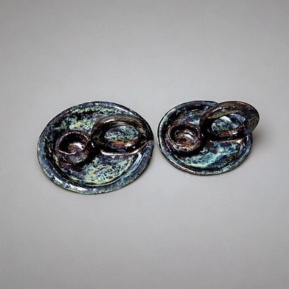 Molten Earth Ceramic Candle Holder – Obsidian Flame Keeper, various sizes by Red Raven Pottery