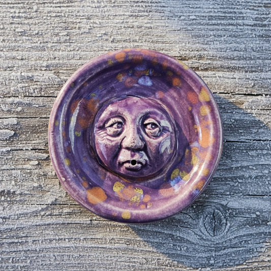 Moonlit Whisper Ceramic Incense Holder – Tranquil Lunar Offering, Ø8 cm by Red Raven Pottery