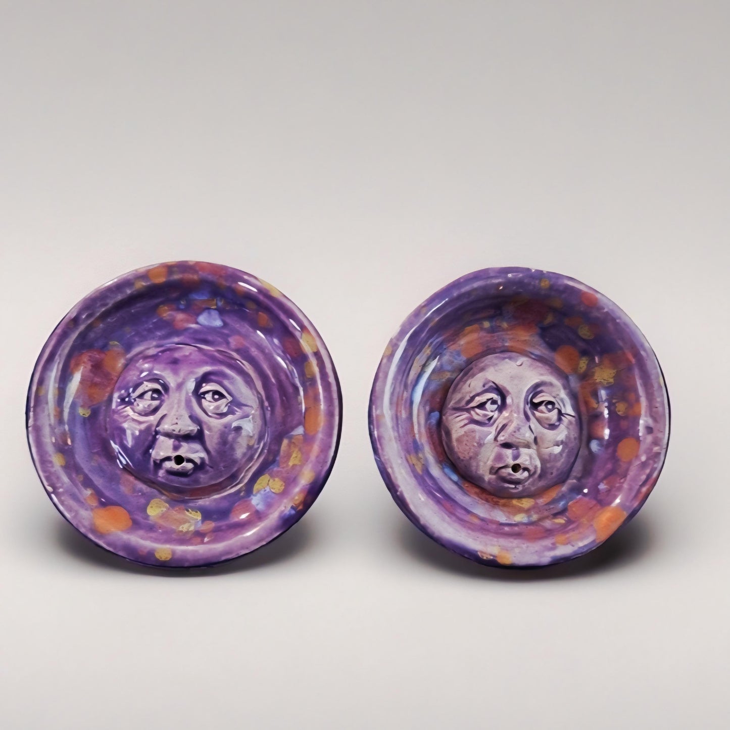 Moonlit Whisper Ceramic Incense Holder – Tranquil Lunar Offering, Ø8 cm by Red Raven Pottery