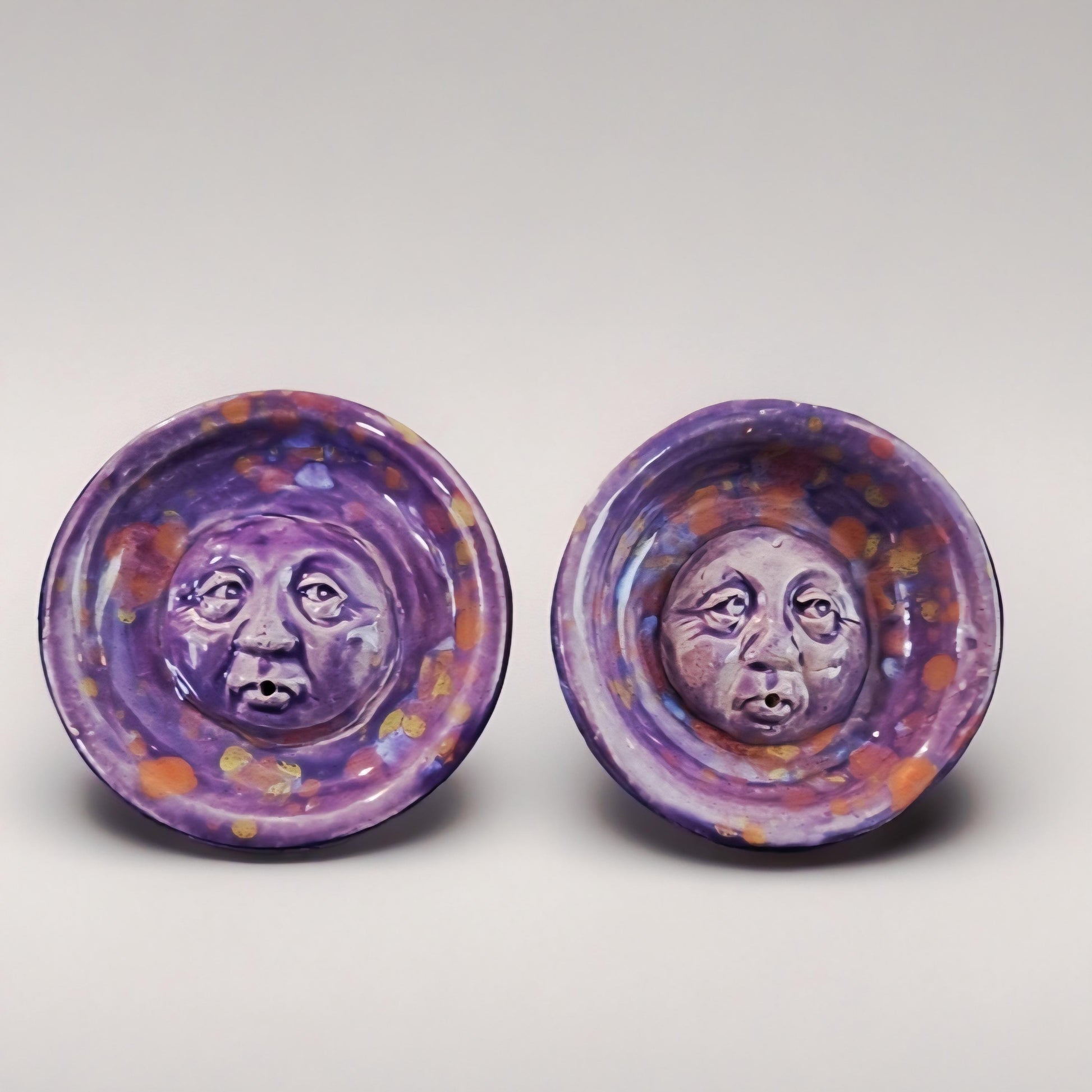 Moonlit Whisper Ceramic Incense Holder – Tranquil Lunar Offering, Ø8 cm by Red Raven Pottery