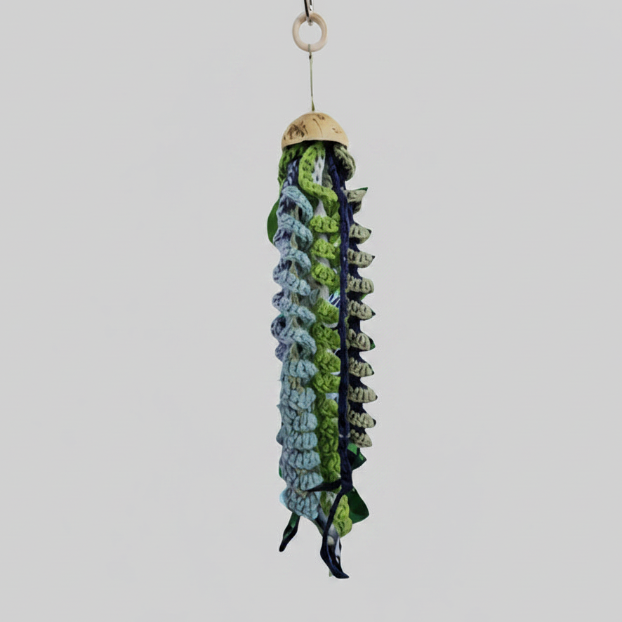 Moonwater Jellyfish Crochet Hanging – Emerald Drift with Ceramic Head, 38 cm by Hook & Hex