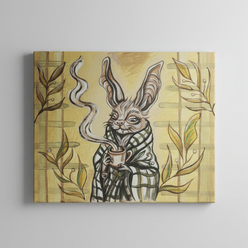 Morning Ritual Original Acrylic Painting – Coffee Moment Wall Art, 50×40 cm by Hook & Hex