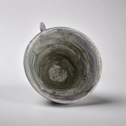 Moth Imprint Ceramic Espresso Cup – Transformation in Ash-Lilac Glaze, Ø7×6.5 cm by Red Raven Pottery