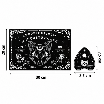 Mystic Cat Ouija Spirit Board – Gothic Divination & Altar Tool, 2 Sizes