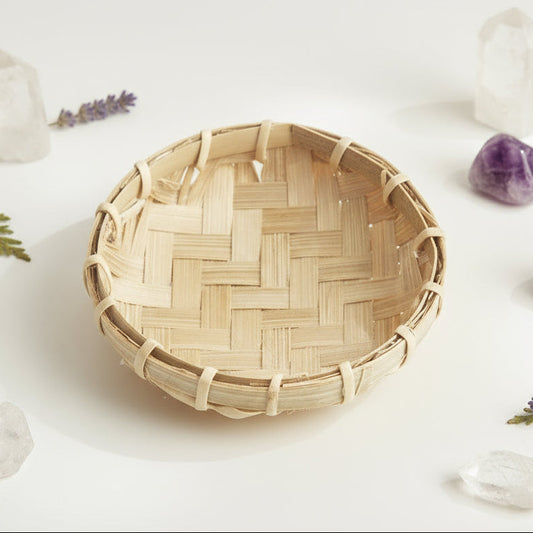 Natural Bamboo Fragrance Bowl – Organic Calm Cradle, Ø8.5 × 3 cm