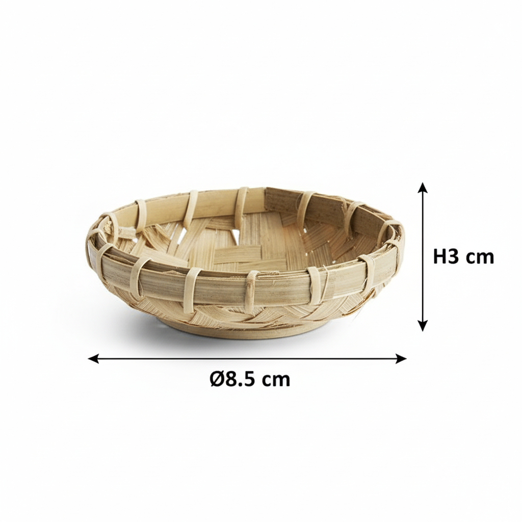 Natural Bamboo Fragrance Bowl – Organic Calm Cradle, Ø8.5 × 3 cm