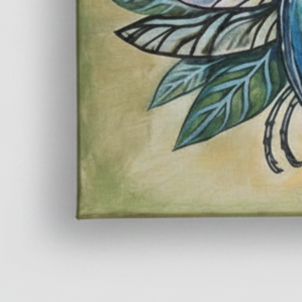 Nature's Jewel Original Acrylic Painting – Scarab Beetle Wall Art, 40×30 cm by Hook & Hex