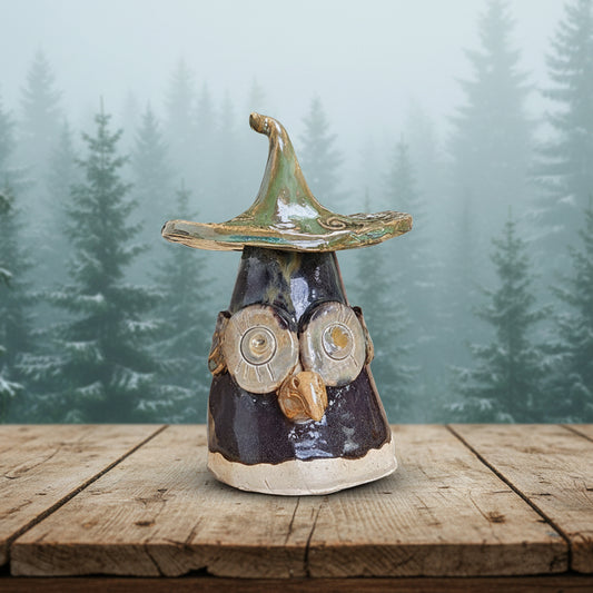 Night Keeper Ceramic Owl Figurine – Witchcraft & Wisdom Statement, Ø6×9 cm by Red Raven Pottery