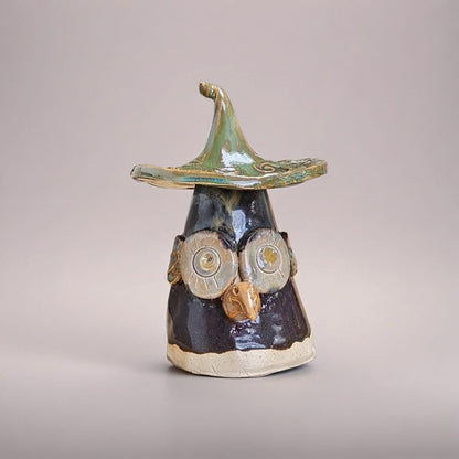 Night Keeper Ceramic Owl Figurine – Witchcraft & Wisdom Statement, Ø6×9 cm by Red Raven Pottery