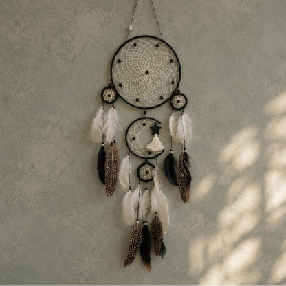 Nocturne Black Moon Dreamcatcher - Talisman for Protection & Mystery, ~70 cm