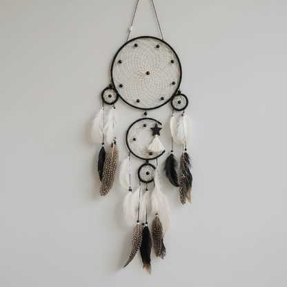 Nocturne Black Moon Dreamcatcher - Talisman for Protection & Mystery, ~70 cm
